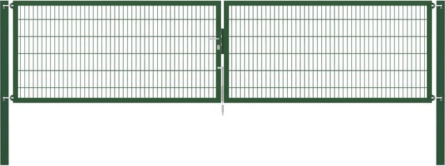 Doppeltor Flexo Plus in Grün aus Stahl mit Pfosten für die Erdbodenmontage, Breite: 500 cm, Höhe: 120 cm, Pfosten: 100 x 100 cm - Bild 1