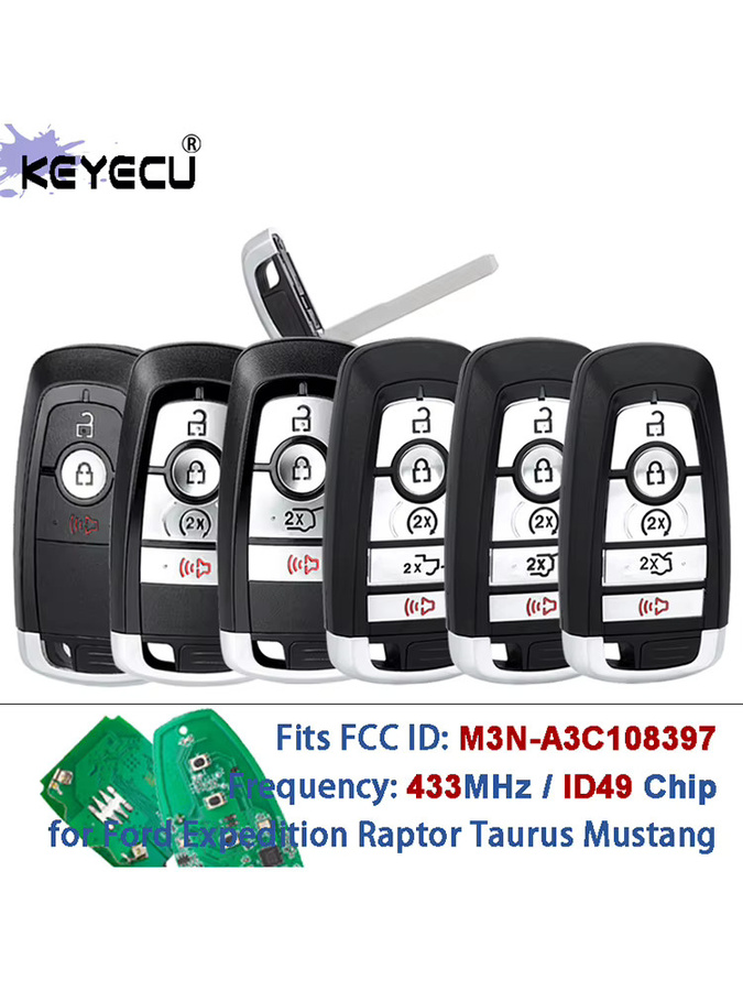 KEYECU Smart Remote Key Fob M3N-A3C108397 433MHz ID49 Chip für Ford Expedition Next Gen Everest Raptor MK5 Taurus Mustang 2023+, Schwarz - Bild 5