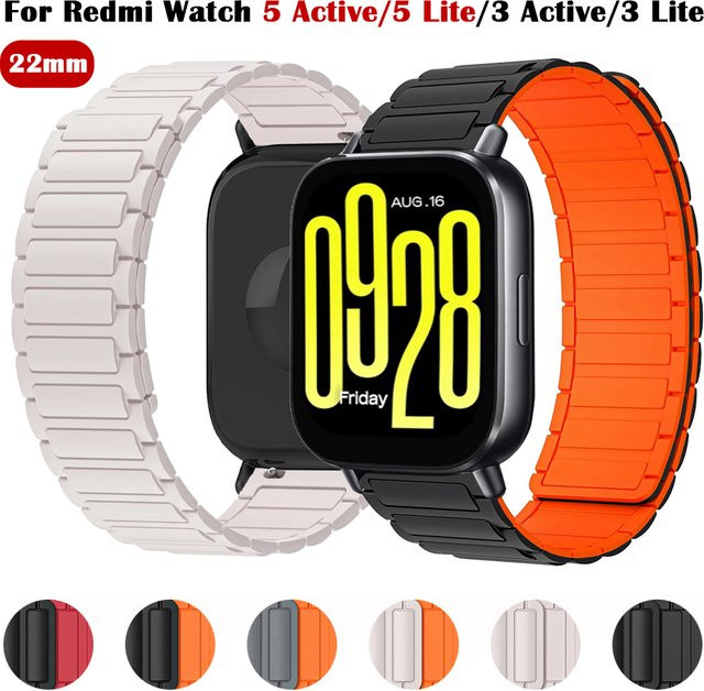 Smartwatch-Ersatzband Silikon, Magnetisch, 22 mm, Redmi Watch 5 Active/5 Lite/3 Active/3 Lite - Bild 1