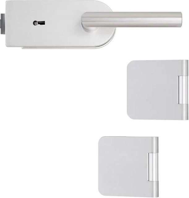 Hansaglas Glastürbeschlag Studio/Office Buntbartschloss mit gerundeten Elementen in Silber/Aluminium - Bild 1