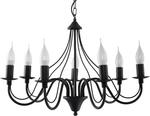 Sollux Lighting Kronleuchter Minerwa 7 Modern Schwarz aus Stahl mit E14 Fassung