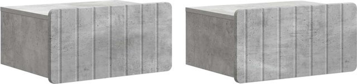 Set aus 2 wandmontierten Nachttischen von vidaXL in Grau im modernen Retro-Design, B/T/H: 49 x 34,5 x 24 cm - Bild 1