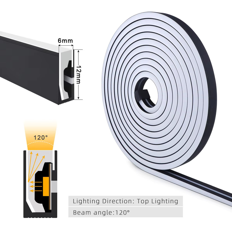 Gyarfas Neon LED Streifen Licht Schwarz DC24V Wasserdicht mit Fernbedienung für Akzentbeleuchtung in Küche und Schrank - Bild 6