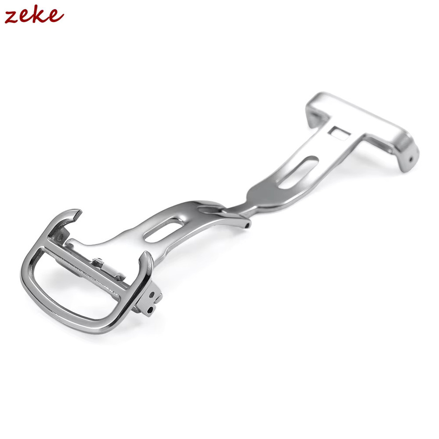 Uhrenschnalle Edelstahl, Faltschließe, Silber, für Leder-Gummi-Uhrenarmband - Bild 1