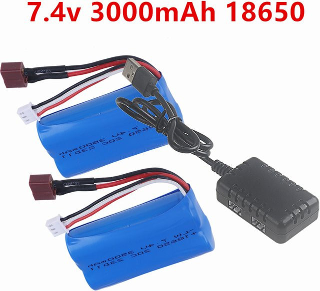 GAOLAG Li-Ion Akku Set für RC-Cars mit Ladegerät, 7,4 V, 3000 mAh, Blau - Bild 1