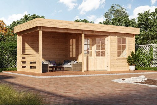 WOLFF FINNHAUS Gartenhaus Gleda 5628 40 aus Fichtenholz in Beige, B/T: 597 x 320 cm - Bild 1