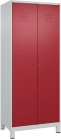 C+P Putzmittel-Spind Classic PLUS mit 2 Abteilen, Füße, Zylinderschloss, grau/rot, H x B x T: 195 x 80 x 50 cm - Bild 1