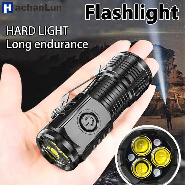 HACHANLUN Mini Taktische LED Taschenlampe mit Magnet und USB-Aufladung, Schwarz - Bild 1