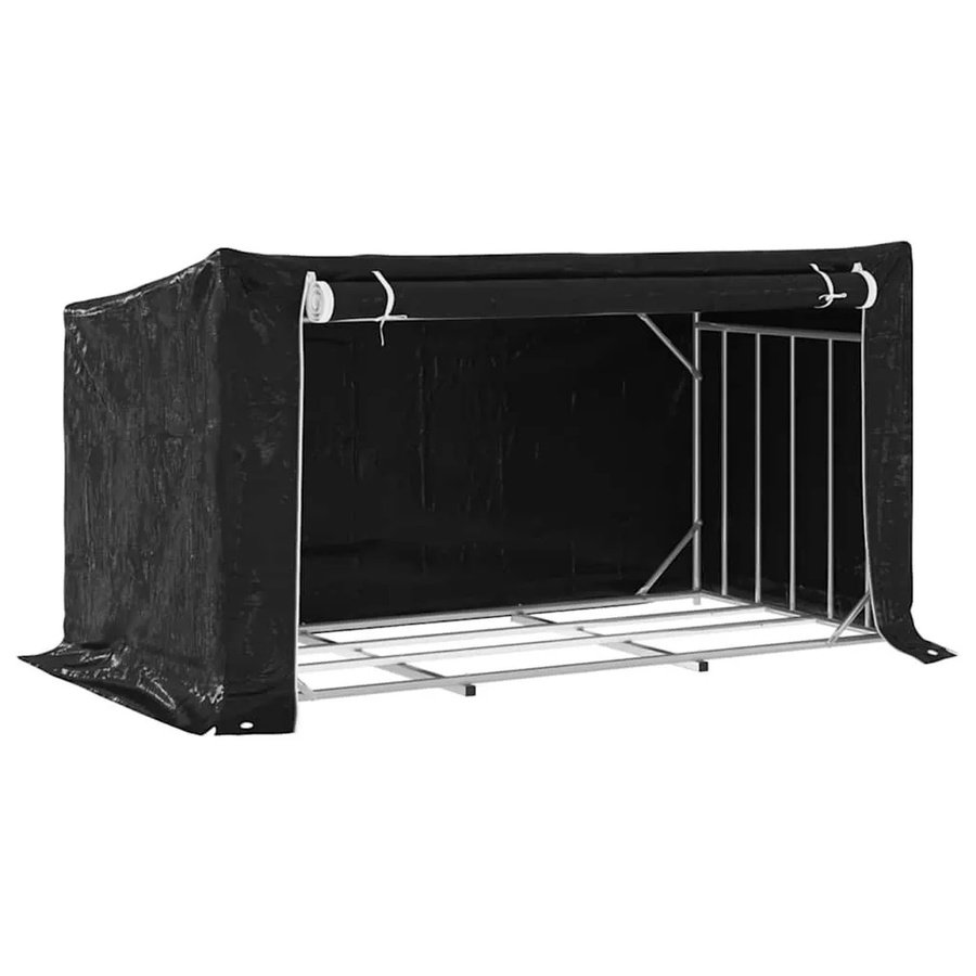 vidaXL Brennholzregal mit Regenschutz aus verzinktem Stahl und PE, B/T/H: 200,5 x 100,5 x 110,5 cm - Bild 2