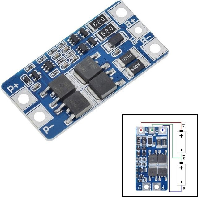 HX-2S-JH20 Lithium-Batterie Ladung Schutz Bord Balancer Equalizer für 2S 7,4/8,4 V 10A in Blau - Bild 1