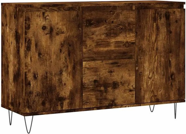 vidaXL Sideboard Räuchereiche in Braun aus Holzwerkstoff und Eisen, B/T/H: 101,5 x 35 x 70 cm - Bild 1