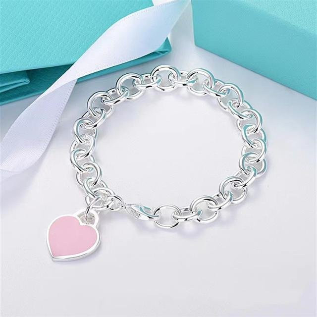 Allbestart Kettenarmband, 925 Silber, Herzförmiges Emaille, Damen, 16cm - Bild 1