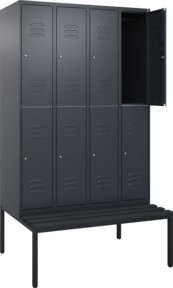 C+P Doppelstock-Spind Classic PLUS Sitzbank mit 4 Abteilen, Anthrazit/Schwarz, B/T/H: 212,0 x 120,0 x 81,5 cm - Bild 1