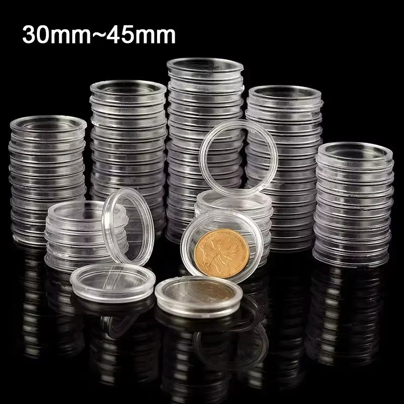 LIYIMENG Münzaufbewahrungsbox aus transparentem Kunststoff für runde Münzkapseln und Medaillenschutz, Durchmesser: 30 mm bis 45 mm - Bild 2