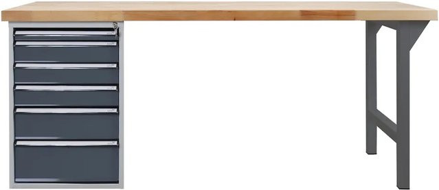 PROREGAL Werkbank Giant Rhino Plus in Anthrazitgrau mit 6 Schubladen, Traglast 500 kg, H x B x T: 84 x 200 x 70 cm - Bild 1