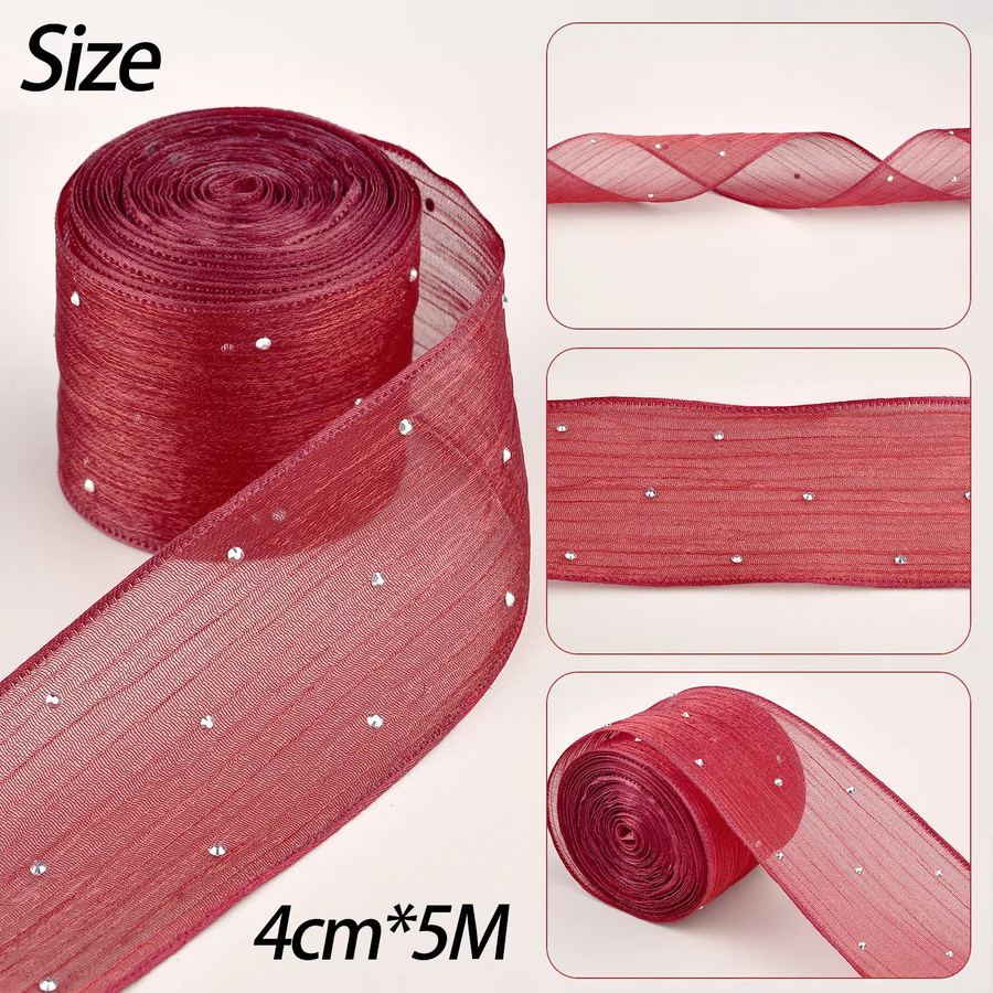Diamant Plissee Mesh Organza Band Rolle für DIY Dekoration, Breite: 4 cm, Länge: 5 m - Bild 5