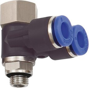 Riegler Y-Winkelsteckverschraubung Blaue Serie drehbar aus Messing G 1/2 i./a in Blau - Bild 1