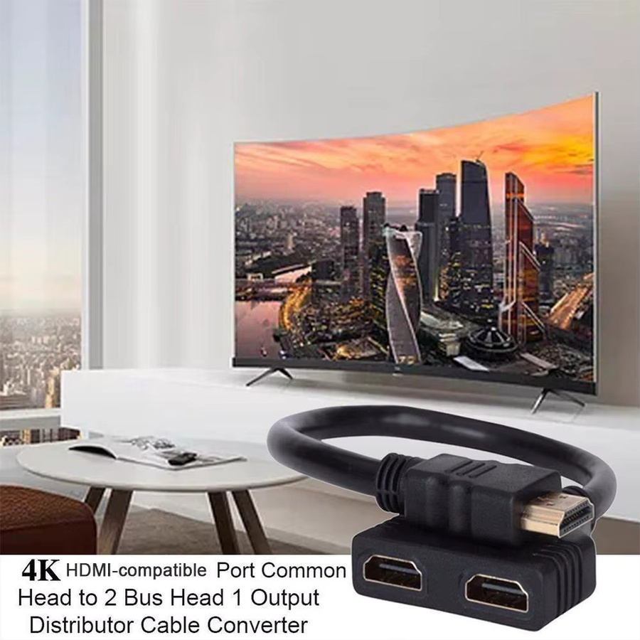 HDMI Splitter Adapter 2.0 in Schwarz mit 1 Eingang und 2 Ausgängen für 4K UHD Auflösung - Bild 6