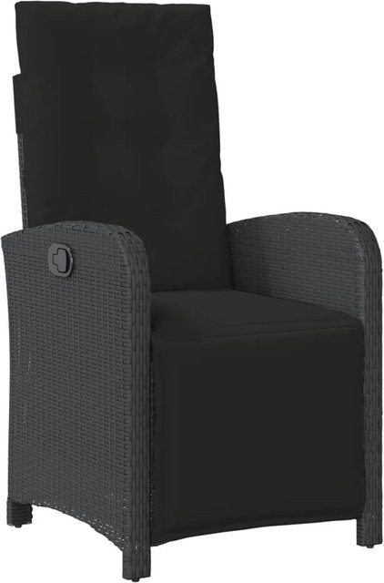 vidaXL Gartenliege aus Poly-Rattan mit verstellbarer Kopfstütze und Armlehnen in Schwarz - Bild 1