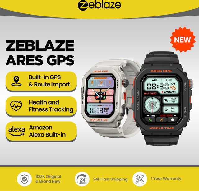 Zeblaze Smartwatch, GPS, Weiß, Silikon, 44 mm - Bild 1