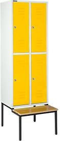 Schäfer Shop Select Kleiderspind mit Sitzbank, 2x2 Abteile, Zylinderschloss, Farbe: Rapsgelb, Breite: 40 cm - Bild 1
