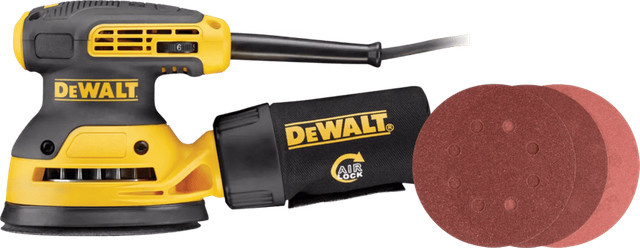 DeWalt DWE6423-QS Schleifmaschine mit Bosch Schleifscheiben-Set (125 mm, 25 Stück) in Gelb - Bild 1
