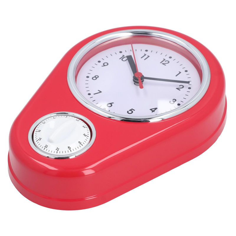 TOMTOP JMS Küchentimer-Wanduhr in Rot, Multifunktionale Analoge Quarzuhr mit geräuschlosem Betrieb, Breite: 22,5 cm, Höhe: 22,5 cm, Tiefe: 5 cm - Bild 7