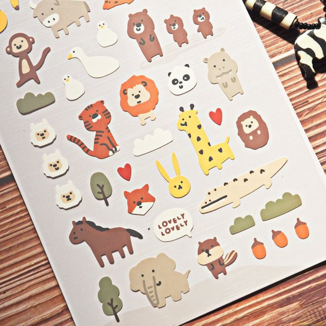BONITO Ästhetische Zoo Tier Papier Aufkleber für Scrapbooking und Journaling in Multicolour - Bild 1
