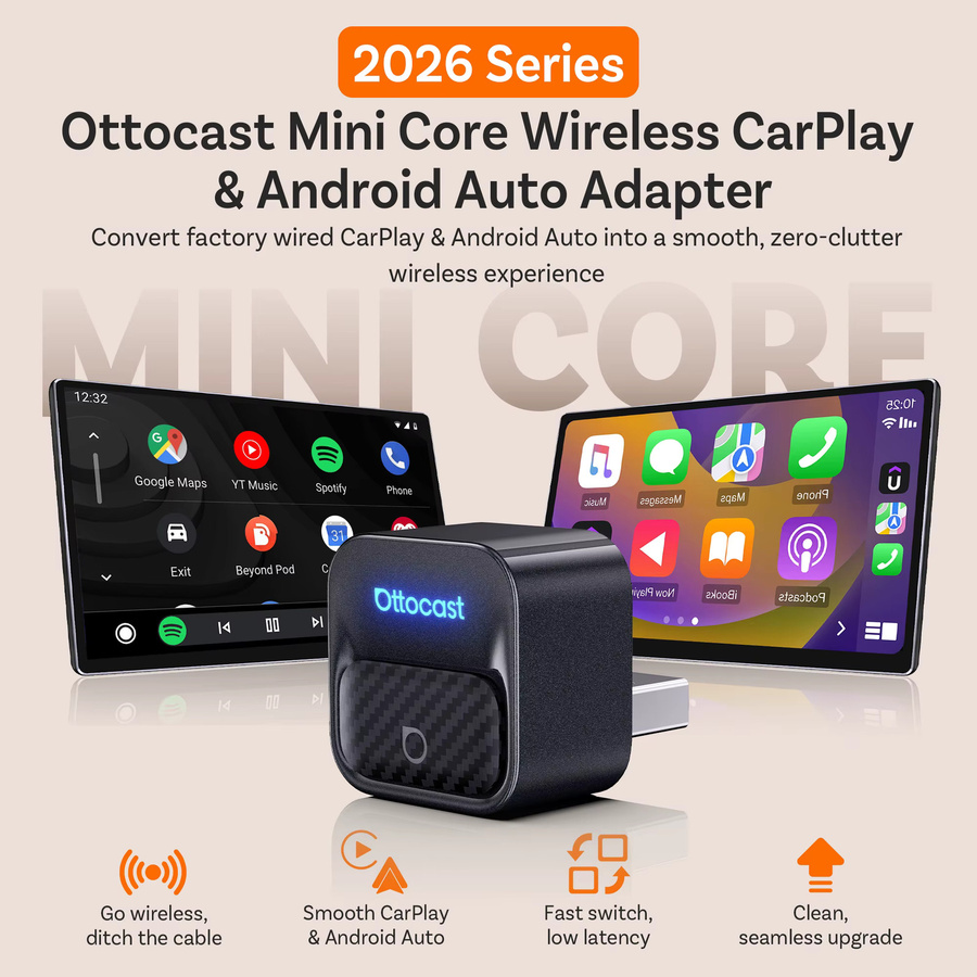 Ottocast Mini Core Kabelloser CarPlay und Android Auto Adapter in Schwarz - Bild 2