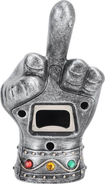 CosyHome Bieröffner in Faust-Form mit Mittelfinger-Design, Farbe: Silbergrau - Bild 1