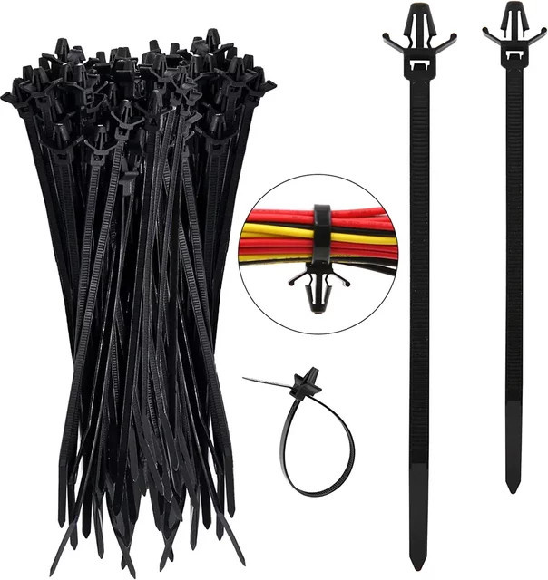 100 Stück selbstsichernde Nylon-Kabelbinder in Schwarz für Montage und Automobilbedarf - Bild 1