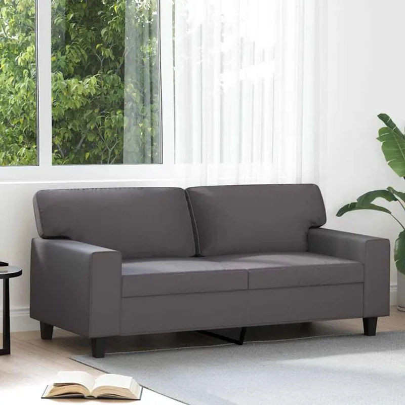 Vidaxl 2-Sitzer Sofa Modern in Grau aus Kunstleder mit Metallgestell, Breite: 140 cm - Bild 1