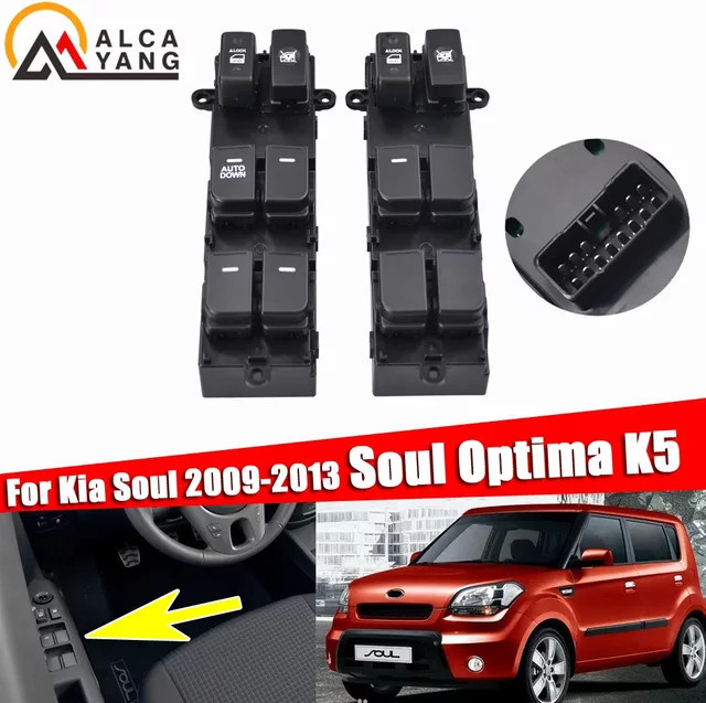 Malcayang Elektrischer Fensterheber-Schalter in Schwarz für Kia Soul 2009-2013 und Optima K5 - Bild 1