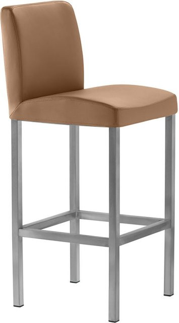 Mayer Sitzmöbel Barhocker 1154, moderner Barstuhl in Braun mit silbernem Gestell, B/T/H: 40 x 45 x 94 cm - Bild 1