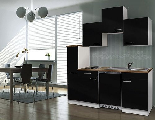 RESPEKTA Singleküche Luis mit Elektrogeräten, schwarz, B/T/H: 180 x 60 x 82 cm - Bild 1