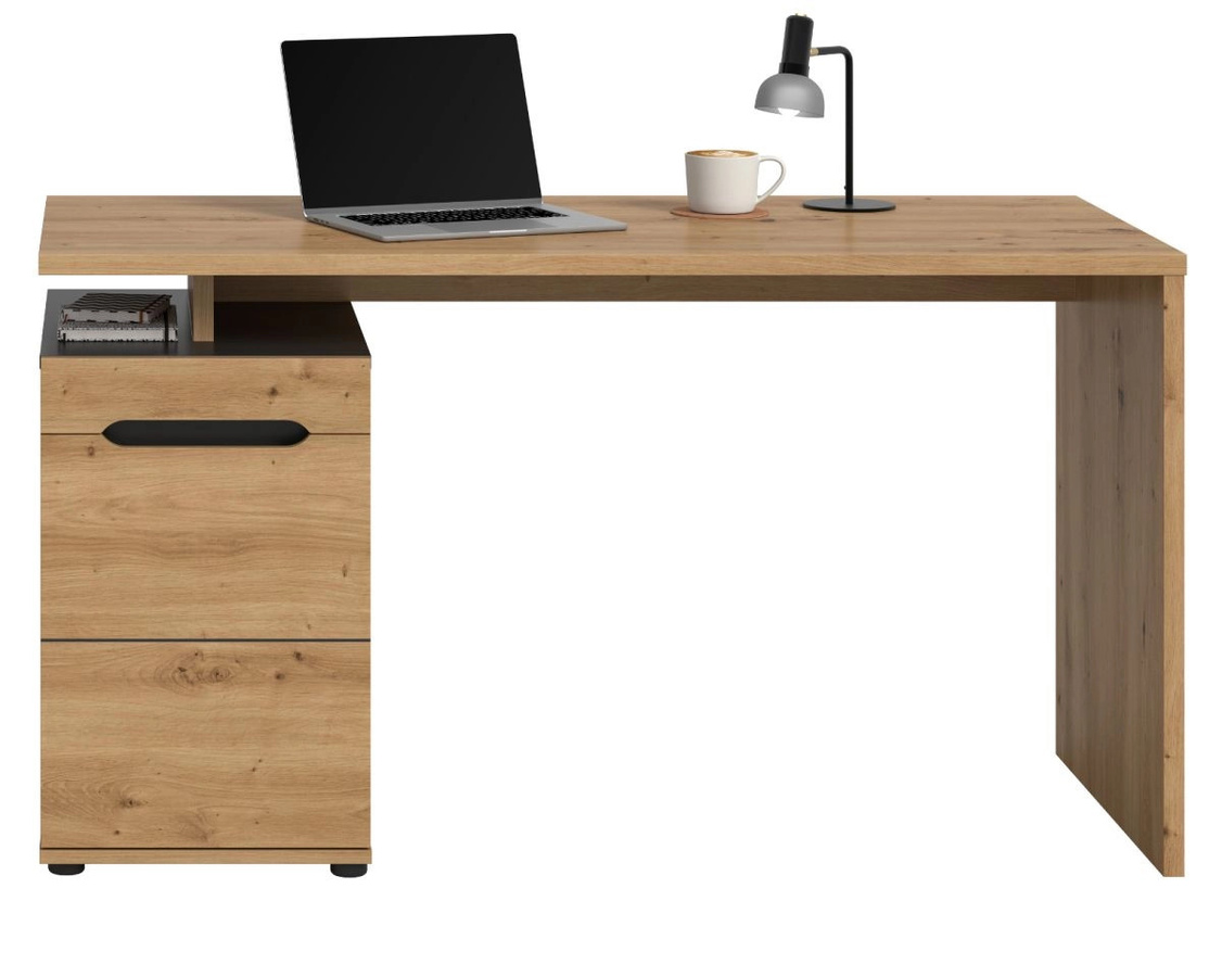 Schreibtisch Cooper von Inn.Furn in Eiche und Grau, B/T/H: 138 x 60 x 75 cm - Bild 2