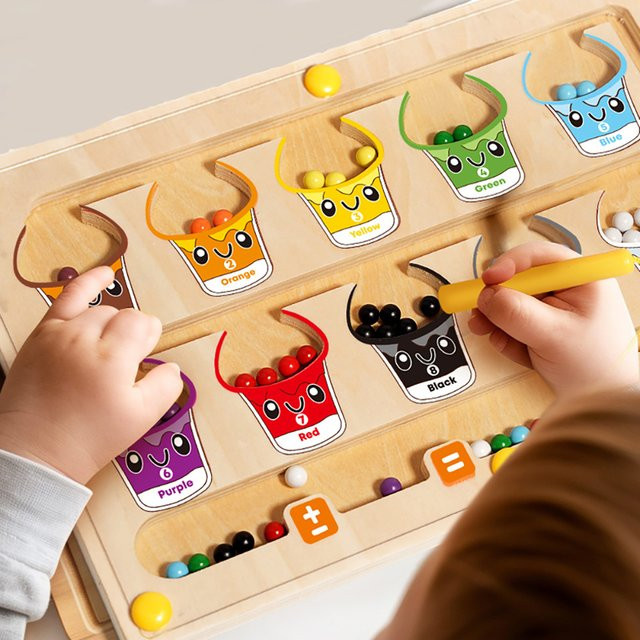 BizyKoady Magnetisches Farb- und Zahlenlabyrinth aus Holz, 2-in-1, Montessori-Spielzeug - Bild 1