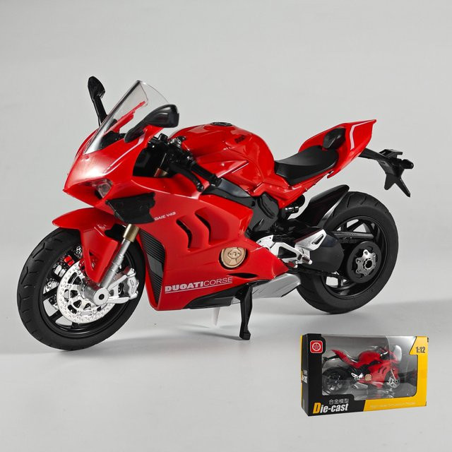 Linyi toy car Ducati V4S Rennwagen, Diecast Motorrad Modell, 1:12, mit Sound und Licht, ab 18 Jahre - Bild 1