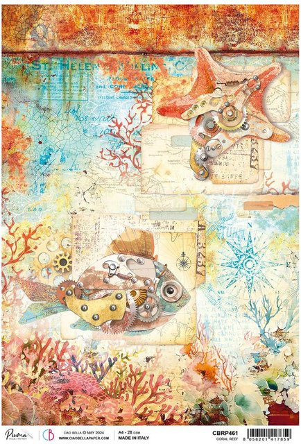 Motiv-Strohseide Ciao Bella Coral Reef in Multicolor, Format A4 - Bild 1