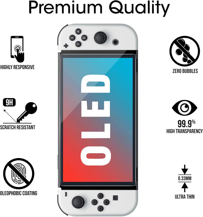 Nintendo Displayschutzfolie aus gehärtetem Glas für Nintendo Switch OLED, PS5 und Steam Deck 2, transparent, kratzfest und einfach zu installieren - Bild 2