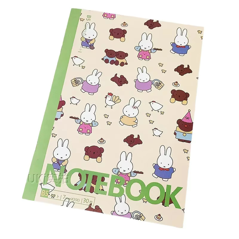 Miffy B5 Notizbuch mit Cartoon-Kaninchen Motiv, liniertes Softcover Notizblock für Schule und Büro, Mehrfarbig - Bild 1