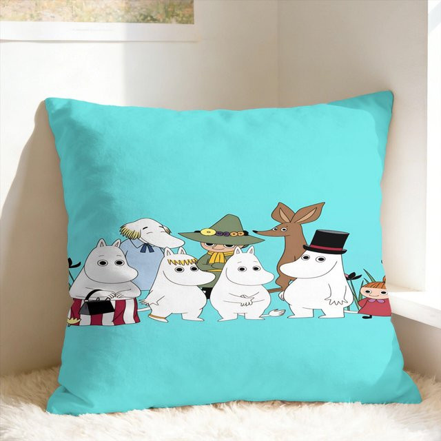 Delampa Moomins Kissenbezug Blau, quadratisch, B/H: 18 x 18 cm - Bild 1