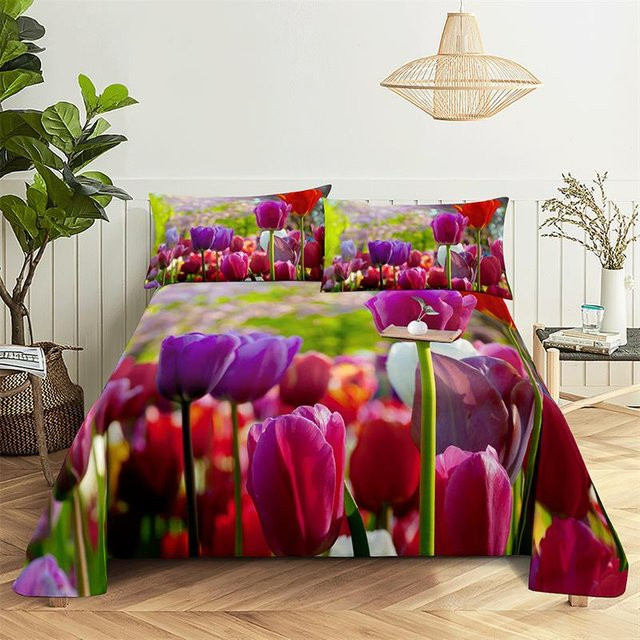 Binchi Outdoor Product Bettwäsche-Set mit Blumenmuster in Rosa und Multicolour, bestehend aus Bettbezug und Kissenbezügen, Material Mikrofaser, Breite: 200 cm, Höhe: 230 cm - Bild 1