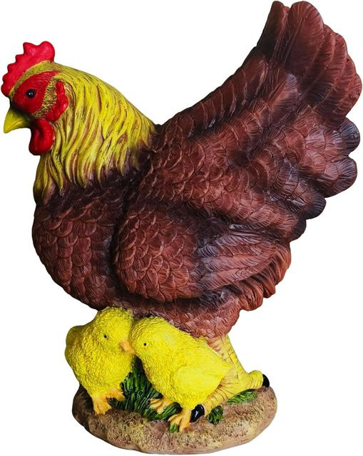 Relaxdays Gartenfigur Huhn aus Polyresin in Bunt, ländliches Design, H x B x T: 24 x 22 x 9 cm - Bild 1