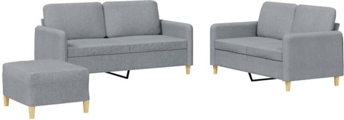 3-tlg. moderne Sofagarnitur mit Kissen aus Stoff in Grau von Vidaxl - Bild 1