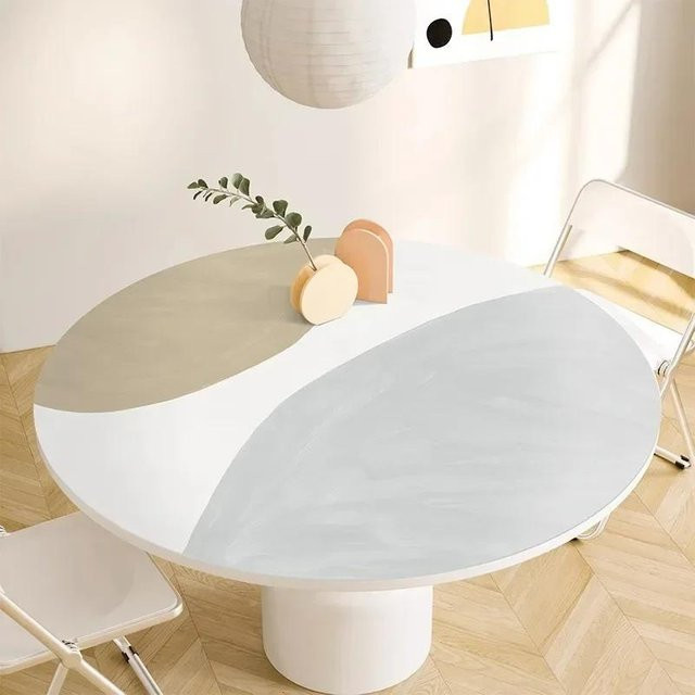 Runde wasserdichte Tischdecke von FQMM aus PVC im minimalistischen Design, mehrfarbig, Durchmesser: 140 cm - Bild 1