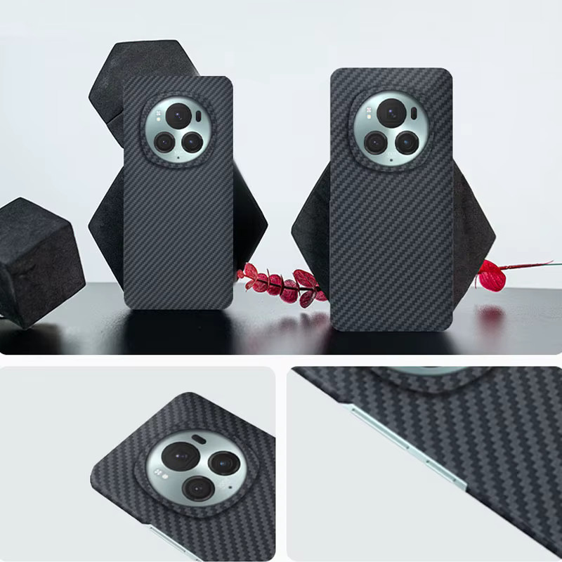 Schutzhülle aus echter Carbon Aramid Faser für Huawei Honor Magic 6 Pro in Schwarz - Bild 3