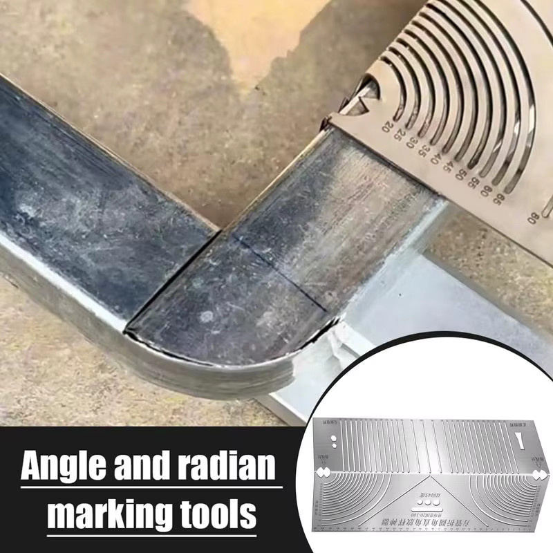 Lichtbogenmarkierungslineal aus Metall in Silber als ergonomisches rechtwinkliges Parallel-Zeichenwerkzeug für 90-Grad-Radius-Einstellungen - Bild 2