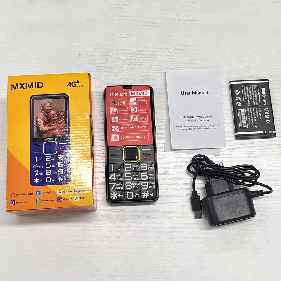 UNIWA MXMID G880 PRO 4G-Funktionstelefon mit 2,4-Zoll-LCD-Display, 6800 mAh Akku und russischer Tastatur in Schwarz - Bild 6