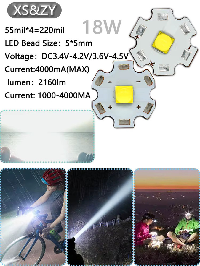 Hochleistungs LED-Perlen für Taschenlampen und Scheinwerfer, 18 W, 2160 lm, Farbe: Weiß - Bild 4